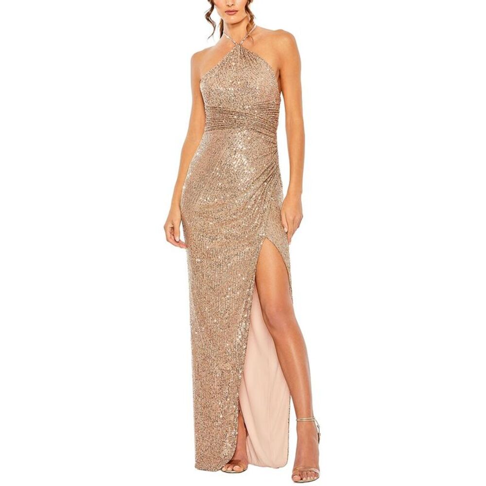 Mac Duggal Womens Halter Gown